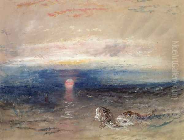 Sunset at Sea with Gurnets Oil Painting by Joseph Mallord William Turner