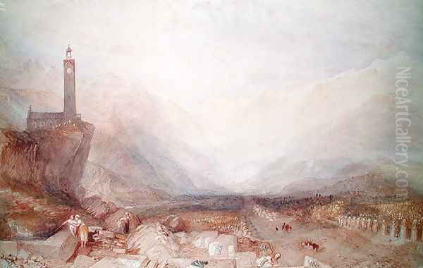 Mountain landscape with church Oil Painting by Joseph Mallord William Turner