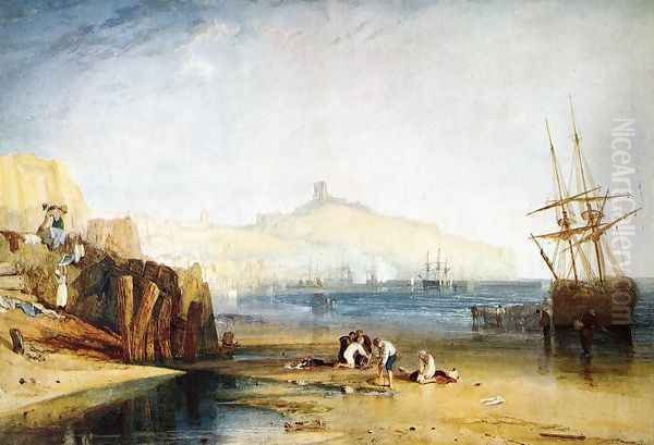 Scarborough Town and Castle: Morning: Boys Catching Crabs Oil Painting by Joseph Mallord William Turner