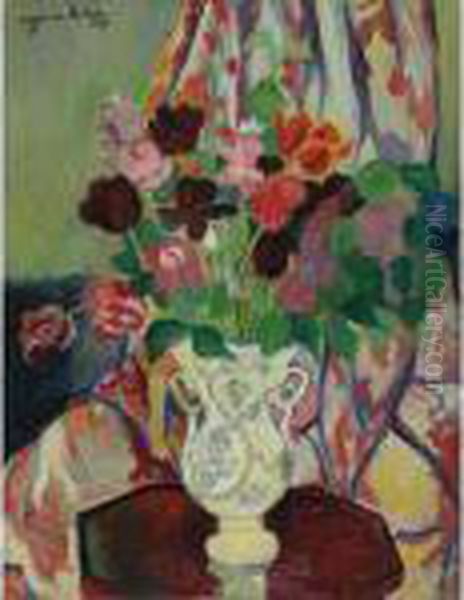 Bouquet De Tulipes Oil Painting by Suzanne Valadon