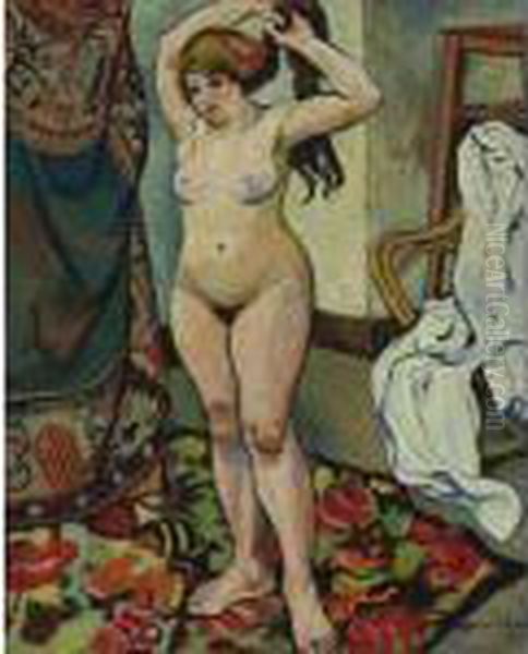 Gilbert Nue Se Coiffant Oil Painting by Suzanne Valadon