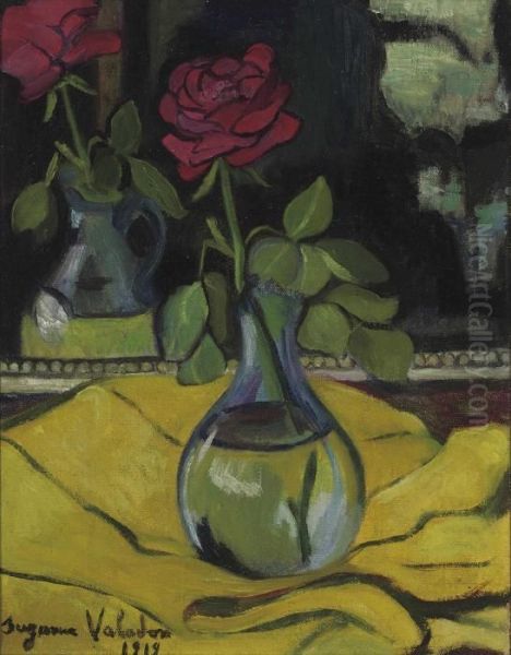 Rose Dans Un Vase Oil Painting by Suzanne Valadon