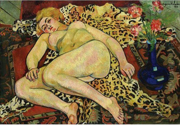 Catherine Nue Allongee Sur Une Peau De Panthere Oil Painting by Suzanne Valadon