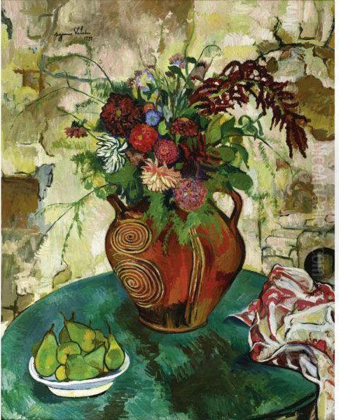 Nature Morte Aux Fleurs Et Fruits Oil Painting by Suzanne Valadon