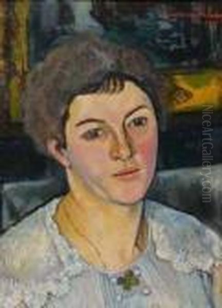 Portrait De Femme Oil Painting by Suzanne Valadon