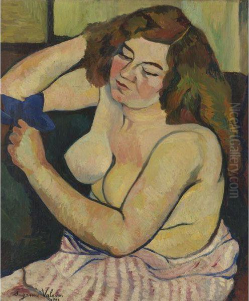 Torse Au Ruban Bleu Oil Painting by Suzanne Valadon