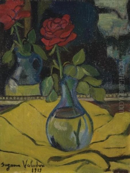 Rose Dans Un Vase Oil Painting by Suzanne Valadon