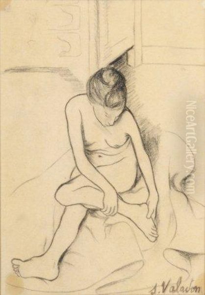 Nu Assis Se Tenant Le Pied Oil Painting by Suzanne Valadon