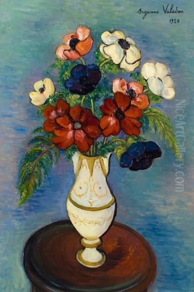 Vase Danemones Sur Le Gueridon Oil Painting by Suzanne Valadon