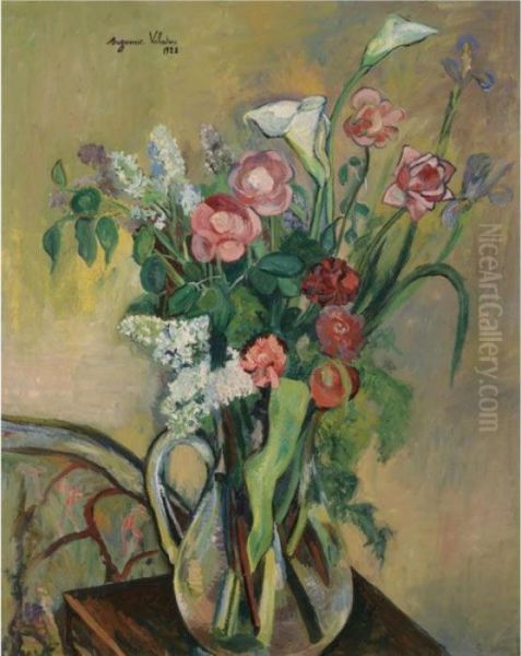 Bouquet Dans Un Vase De Crystal Oil Painting by Suzanne Valadon