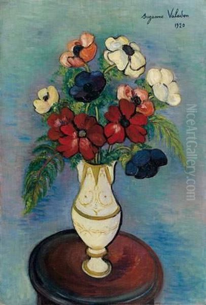 Vase D'anemones Oil Painting by Suzanne Valadon