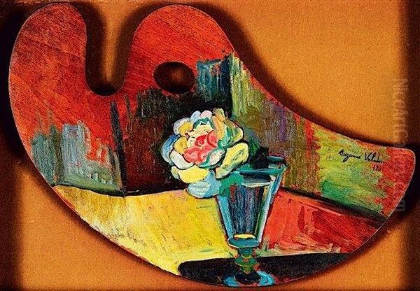 Rose Dans Un Verre, Peinte Sur Une Palette Oil Painting by Suzanne Valadon