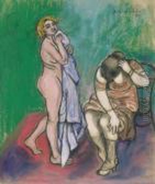 Deux Femmes A Leur Toilette Oil Painting by Suzanne Valadon