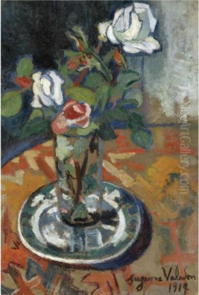 Roses Dans Un Vase Oil Painting by Suzanne Valadon