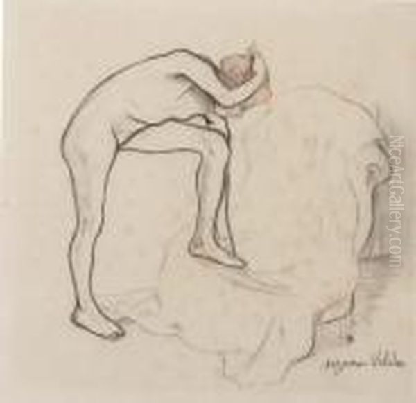 Nu Se Touchant Le Pied Oil Painting by Suzanne Valadon