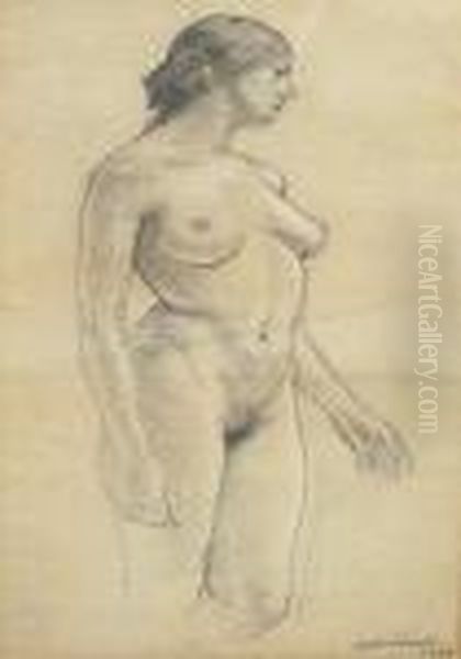 A Study Of A Female Nude Oil Painting by Suzanne Valadon