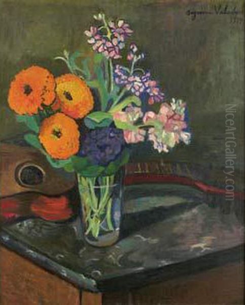 Vase De Fleurs Oil Painting by Suzanne Valadon