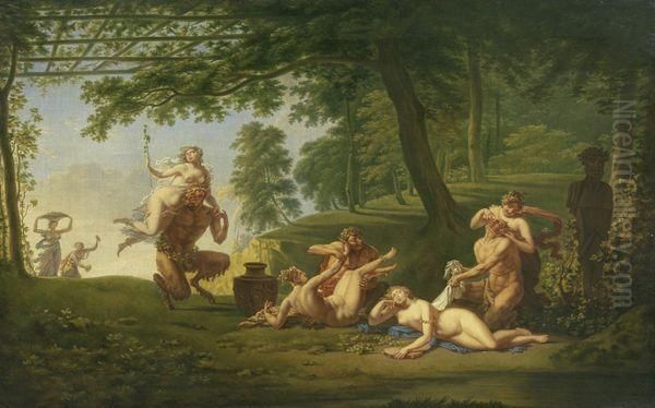 Nymphes Et Satyres Oil Painting by Jacques Antoine Vallin