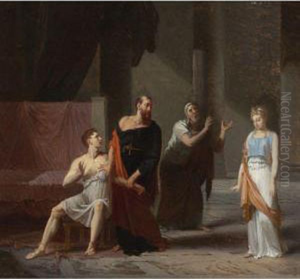 Antiochus And Stratonice Oil Painting by Jacques Antoine Vallin