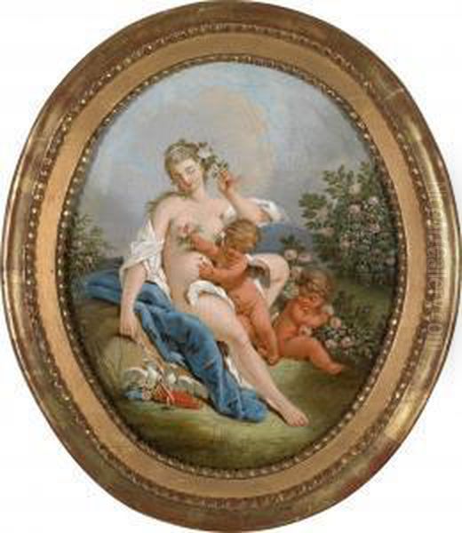 Two Mythological Scenes Oil Painting by Jacques Antoine Vallin