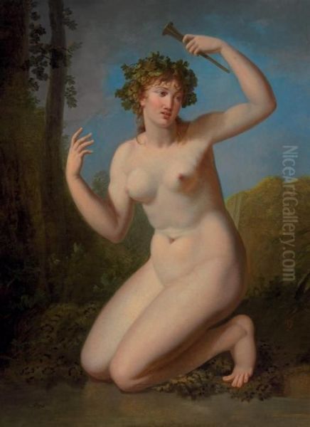 A Bacchante In A Wooded Grove Oil Painting by Jacques Antoine Vallin