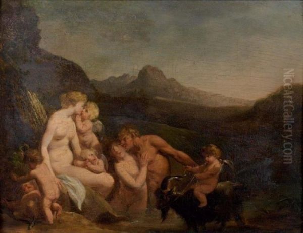 Nymphes Et Satyres Oil Painting by Jacques Antoine Vallin