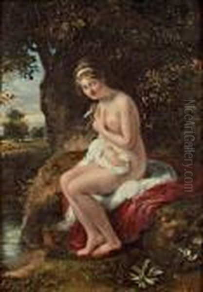 Jeune Femme Pres D'une Riviere Oil Painting by Jacques Antoine Vallin