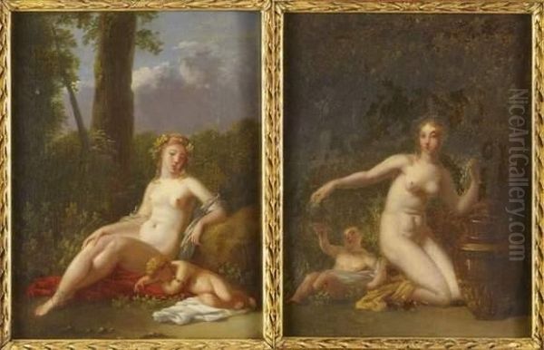 Venus Et Cupidon Endormi Oil Painting by Jacques Antoine Vallin