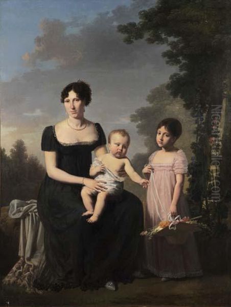 Portrait De Famille Oil Painting by Jacques Antoine Vallin