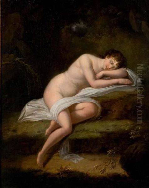 La Bacchante Endormie Oil Painting by Jacques Antoine Vallin