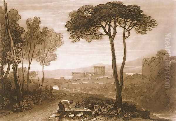 Scene in the Campagna, from the Liber Studiorum, engraved by William Say, 1812 Oil Painting by Joseph Mallord William Turner