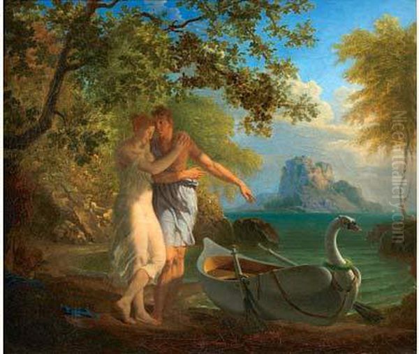 Scene Mythologique Oil Painting by Jacques Antoine Vallin