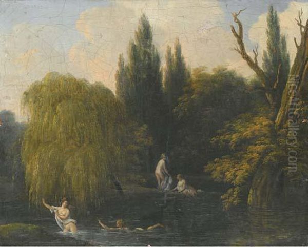 Baigneuses Dans Un Parc Oil Painting by Jacques Antoine Vallin