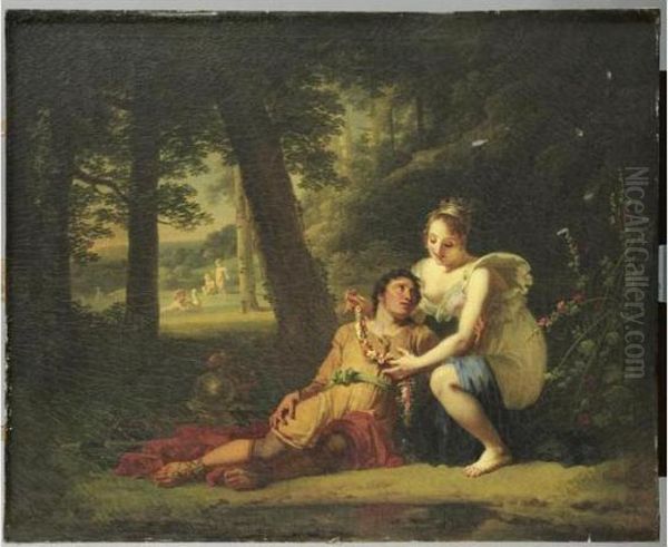 Renaud Et Armide Oil Painting by Jacques Antoine Vallin