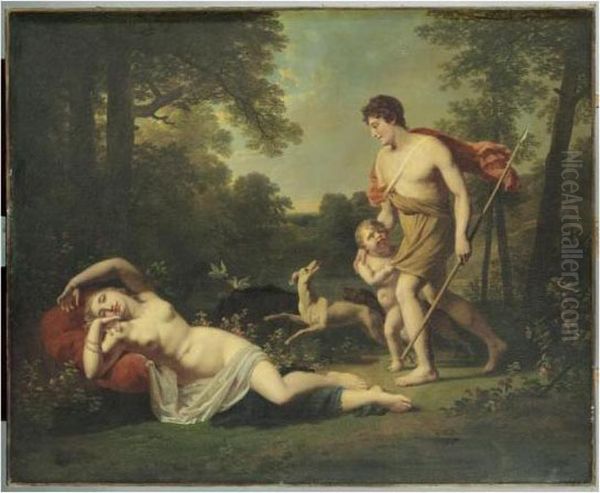 Venus Et Adonis Oil Painting by Jacques Antoine Vallin