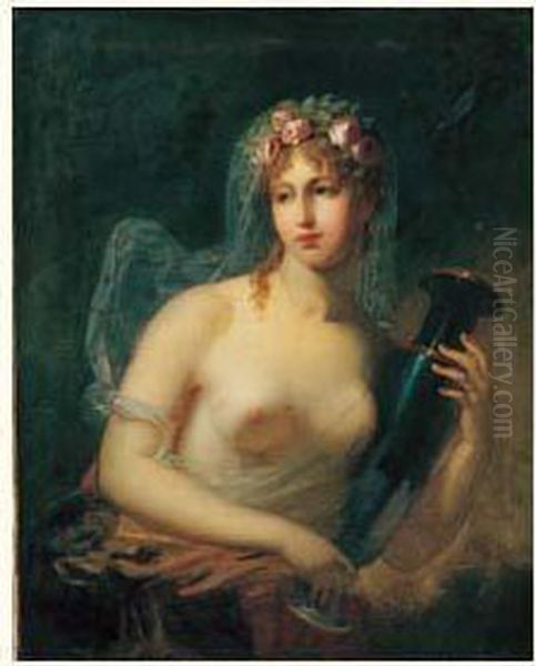 Portrait De Jeune Femme En Hebe Oil Painting by Jacques Antoine Vallin