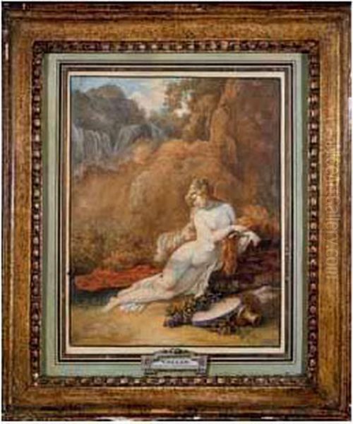 Jeune Bacchante Etendue Aupres Oil Painting by Jacques Antoine Vallin