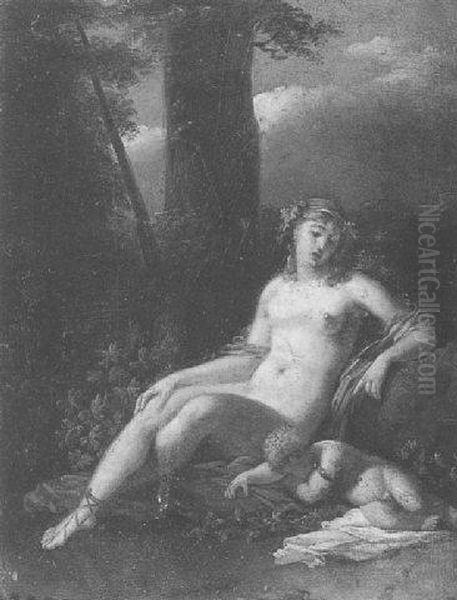 Venus And Cupid Oil Painting by Jacques Antoine Vallin