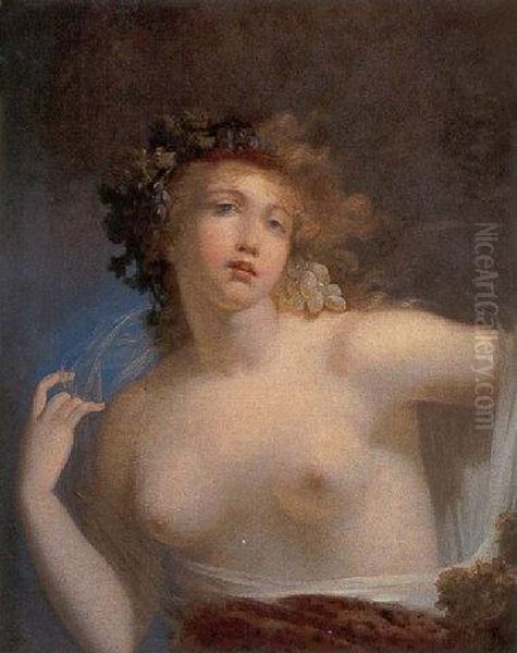 A Bacchante Oil Painting by Jacques Antoine Vallin