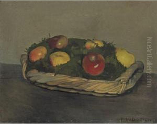 Basket With Red And Yellow Apples Oil Painting by Felix Edouard Vallotton