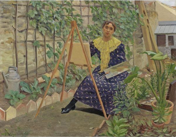 Jeune Fille Peignant Oil Painting by Felix Edouard Vallotton