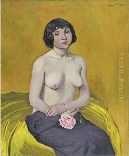 Femme A La Rose Oil Painting by Felix Edouard Vallotton