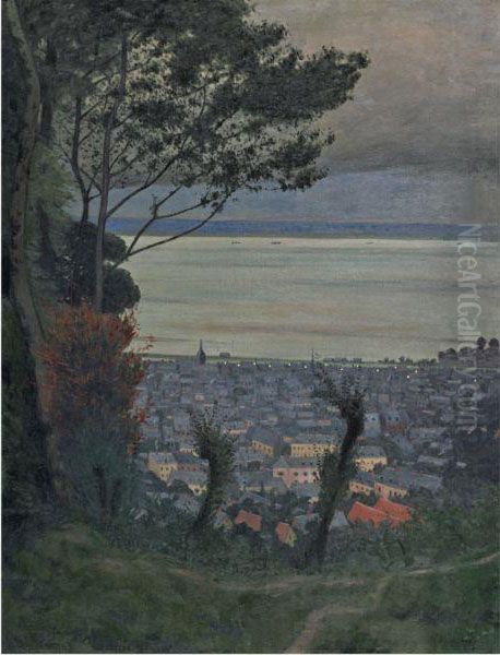 Vue D'honfleur, Le Soir Oil Painting by Felix Edouard Vallotton