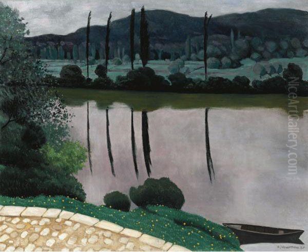 La Dordogne A Vitrac Oil Painting by Felix Edouard Vallotton