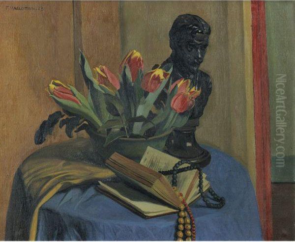 Buste Et Tulipes Oil Painting by Felix Edouard Vallotton