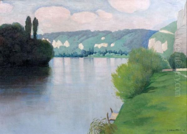 La Seine Pres Les Andelys Oil Painting by Felix Edouard Vallotton