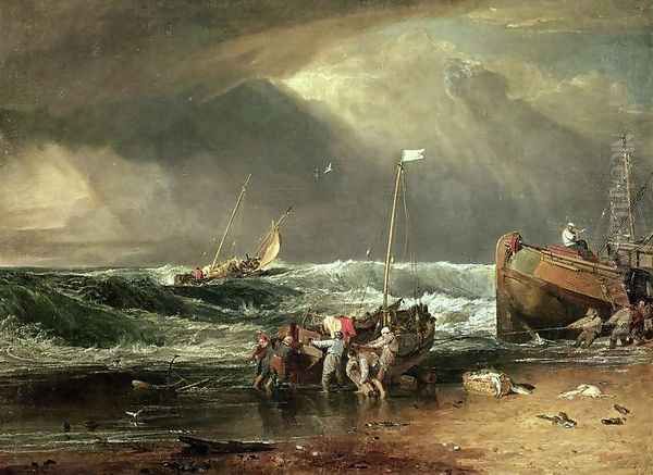 The Iveagh Seapiece, or Coast Scene of Fisherman Hauling a Boat Ashore Oil Painting by Joseph Mallord William Turner