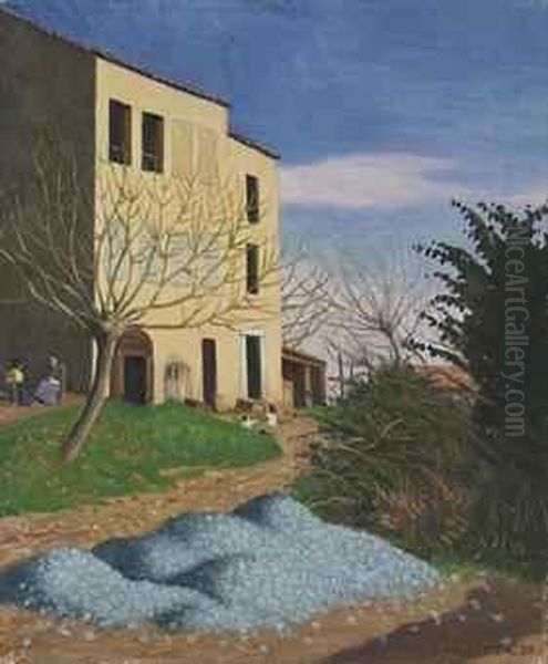 Maison Au Soleil, Cailloux Bleus Oil Painting by Felix Edouard Vallotton