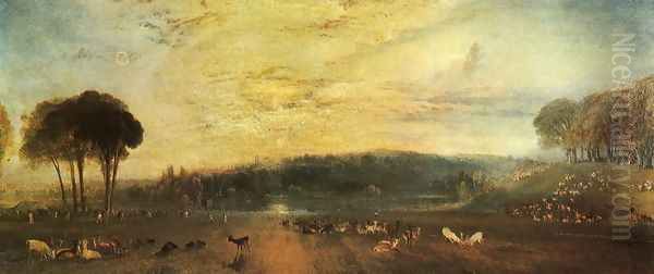 The Lake, Petworth: sunset, fighting bucks Oil Painting by Joseph Mallord William Turner