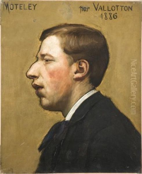 Portrait De Jules Moteley Et Portrait D'albertcreswell Oil Painting by Felix Edouard Vallotton